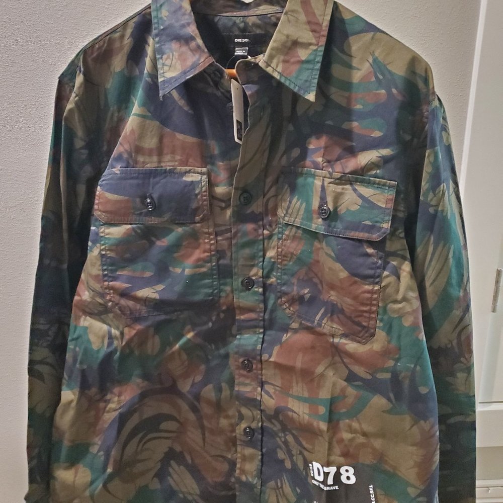 NWT Diesel Jersey Camo Shirt/Jacket L